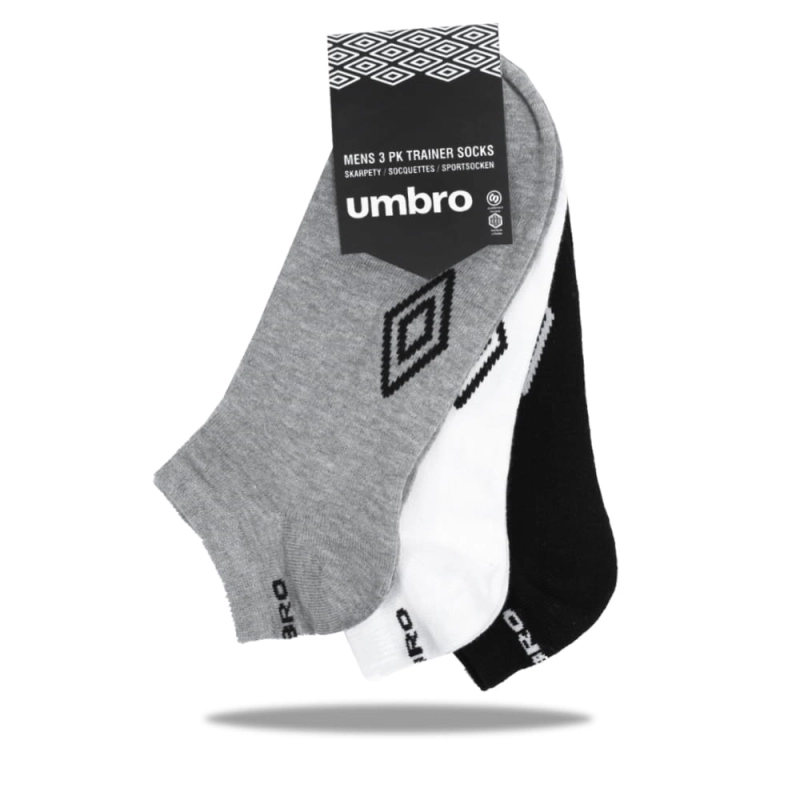 UMBRO Stopki Skarpety Męskie Szare, Białe i Czarne 3 pary