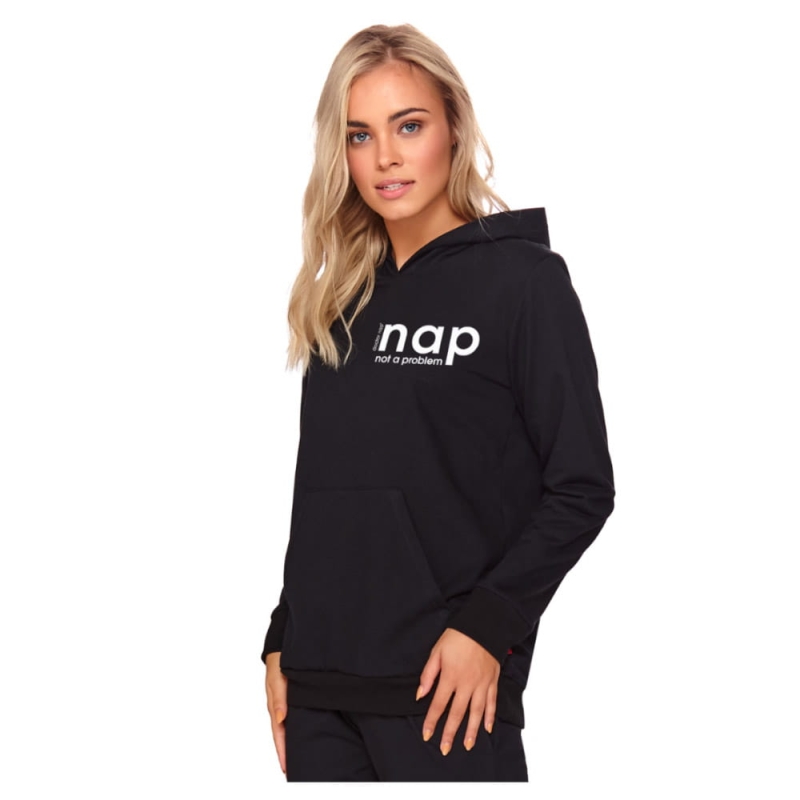 Doctor Nap Bluza Damska Czarna z Kapturem Model