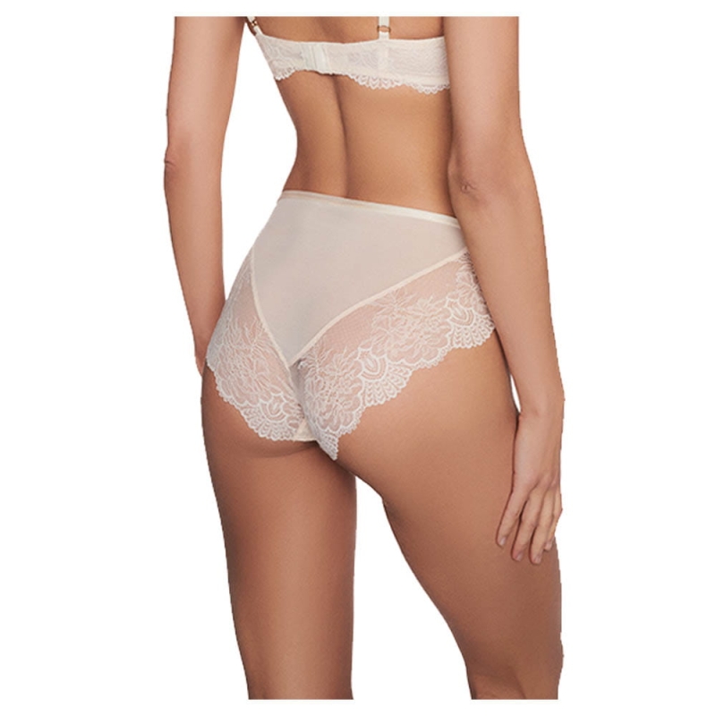 Esotiq Majtki High Waist Ecru 38758 Ramira z tyłu na modelu