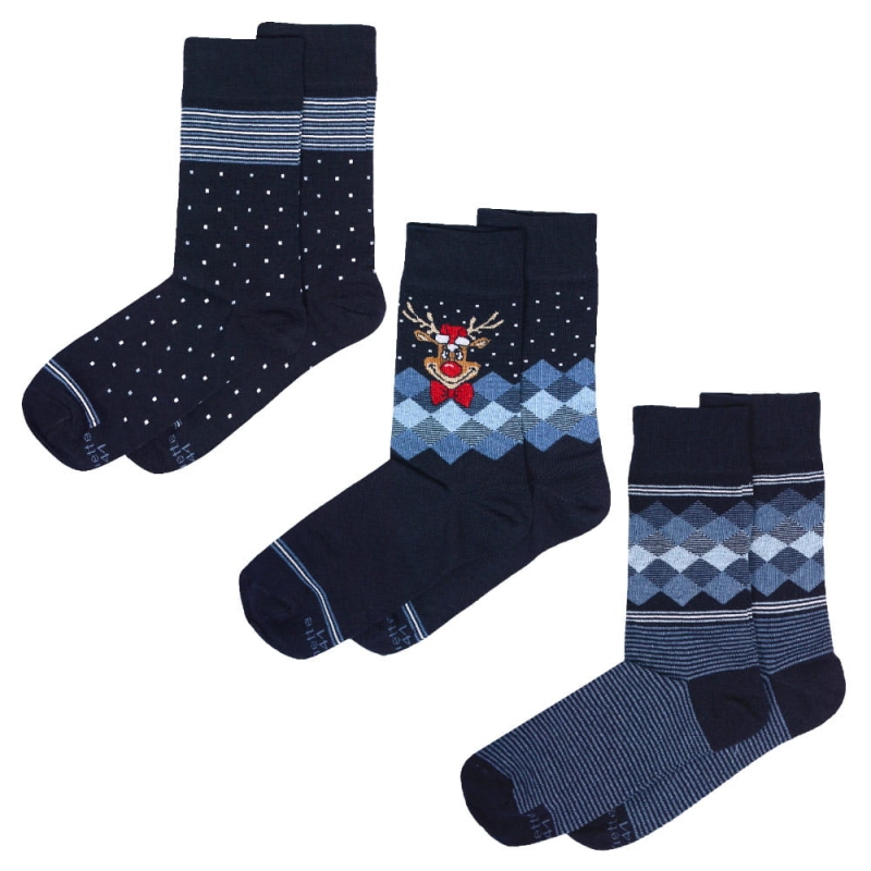 Zestaw 3 par męskich skarpet Cornette ze świątecznym motywem reniferów.