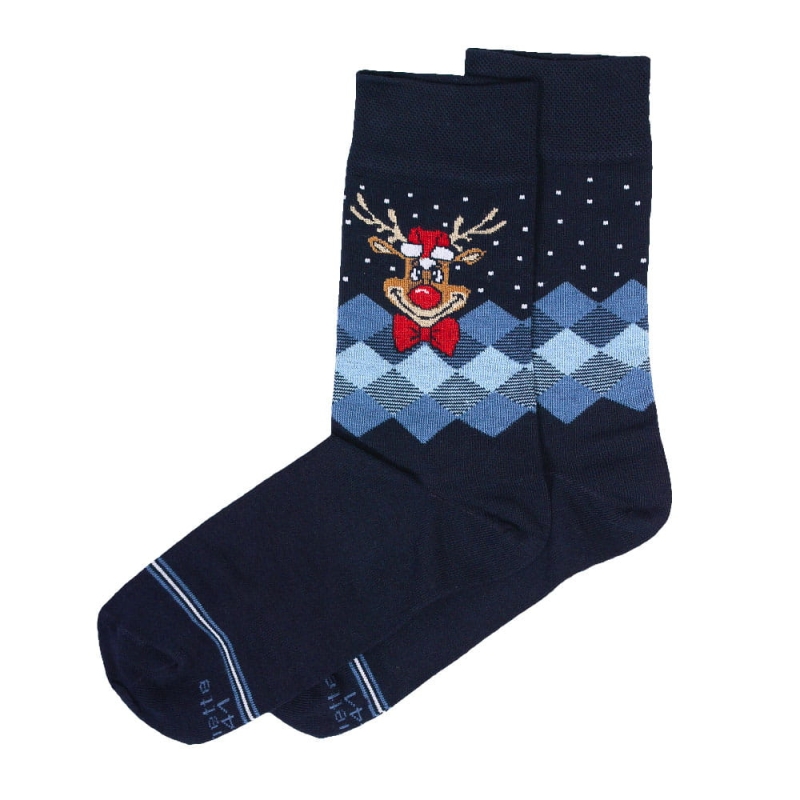 Zestaw 3 par skarpet Cornette w pudełku – motyw reniferów.