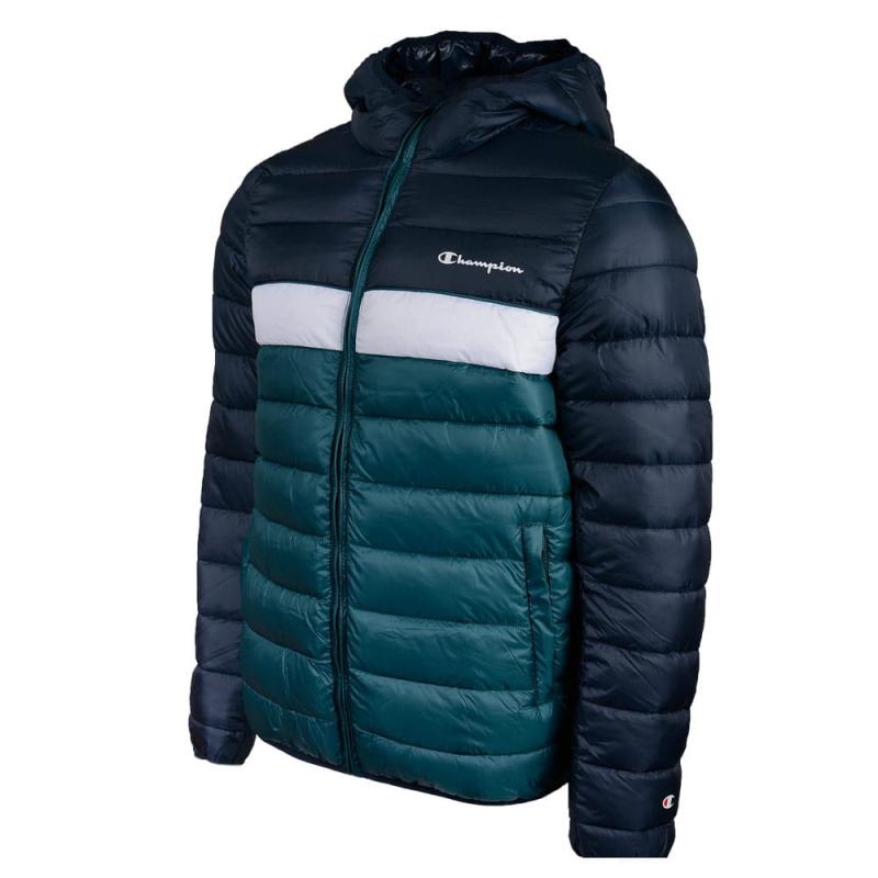 Granatowa pikowana kurtka Champion z kapturem