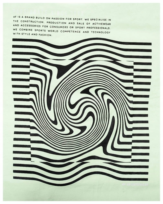 Zbliżenie na wzór koszulki Damskiej Zielonej 4F