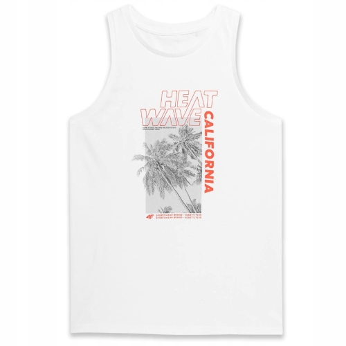 4F T-shirt Koszulka Męska Bezrękawnik TTSHM354 Biały
