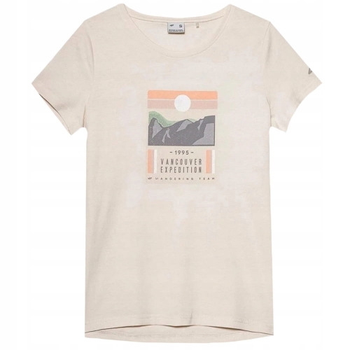 4F Koszulka Damska T-shirt TTSHF274 Kremowy
