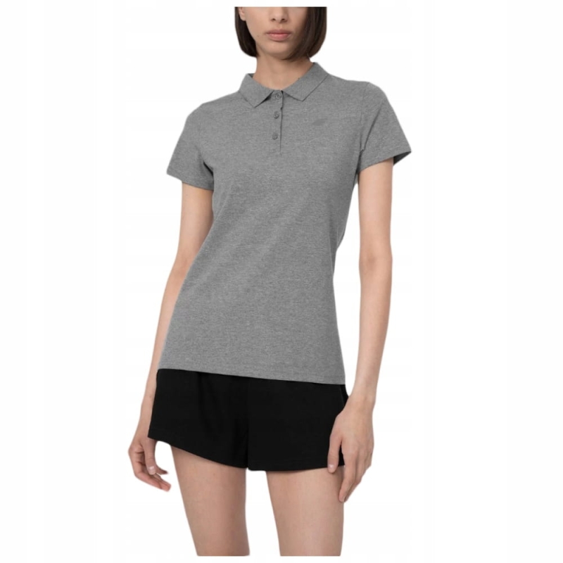 4F T-shirt Koszulka Polo z Kołnierzykiem TTSHF586 Szara Model
