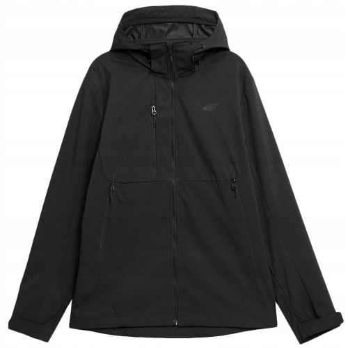4F Kurtka Męska Softshell TSOFM044 Z Kapturem Czarna