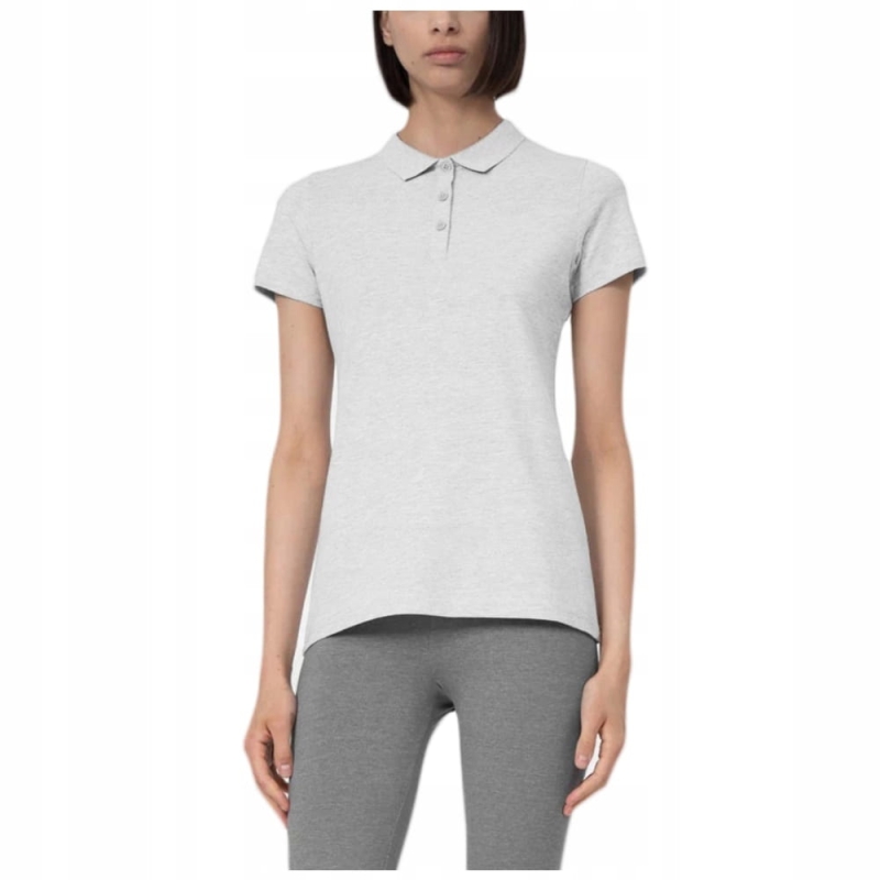 4F T-shirt Koszulka Polo z Kołnierzykiem F586 Jasna Szara Model