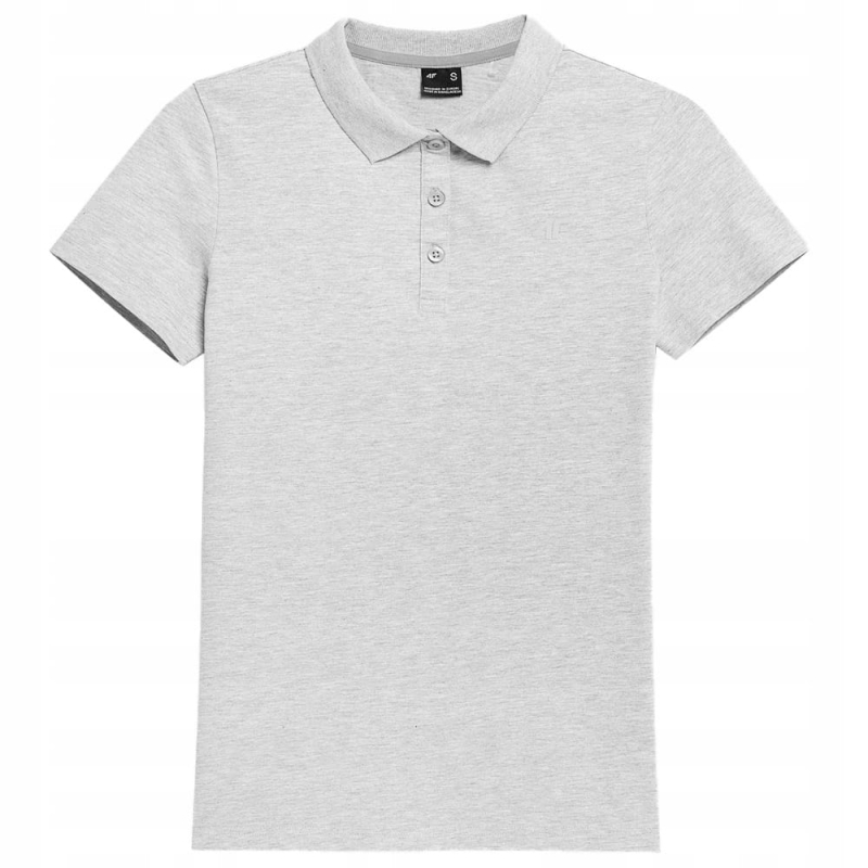 Damska szara koszulka polo 4F z kołnierzykiem i guzikami