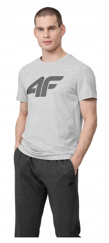 4F-T-shirt-Koszulka-Meska-SZARA-LOGO-XL-Rozmiar-XL.jpg