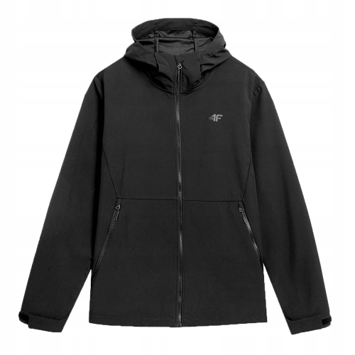 4F Kurtka Męska Softshell TSOFM043 Z Kapturem Czarna