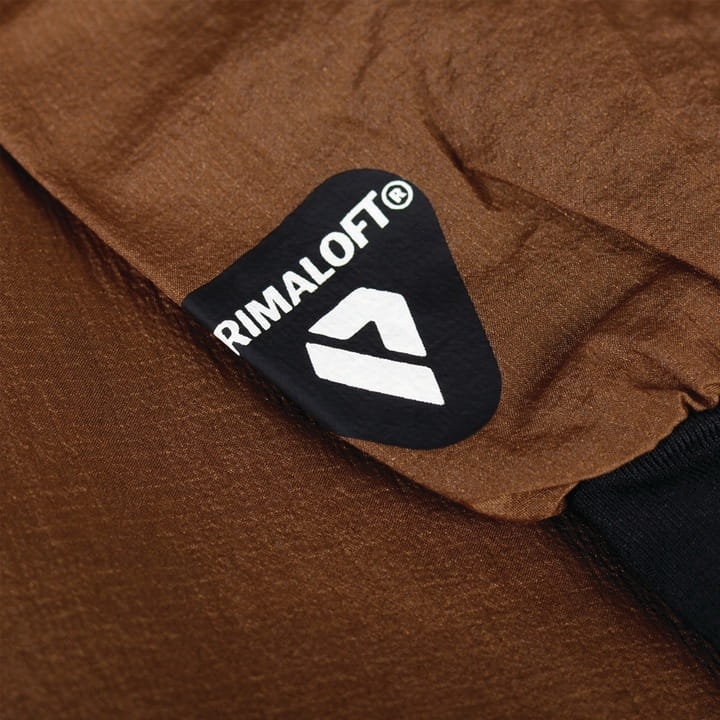 Logo Primaloft na kurtce 4F brązowej