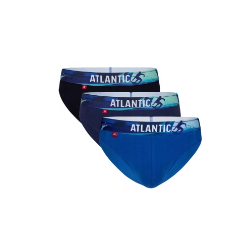 ATLANTIC Slipy Męskie 3MP-144 Niebieskie 3 szt