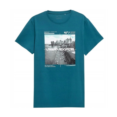 4F T-shirt Koszulka Męska TSM011 Morska Zieleń