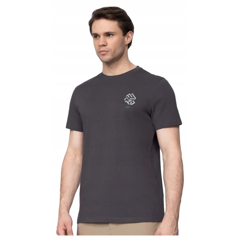 4F T-shirt Koszulka Męska TSM067 Antracyt na Model