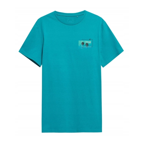 4F T-shirt Koszulka Męska TSM043 Turkusowa