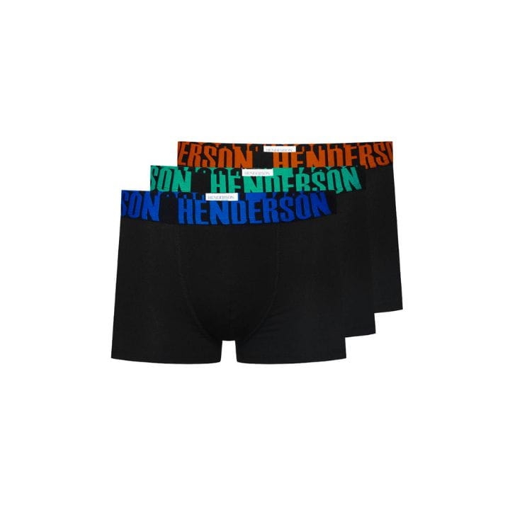 3-pack czarnych bokserek Henderson z kolorową gumą