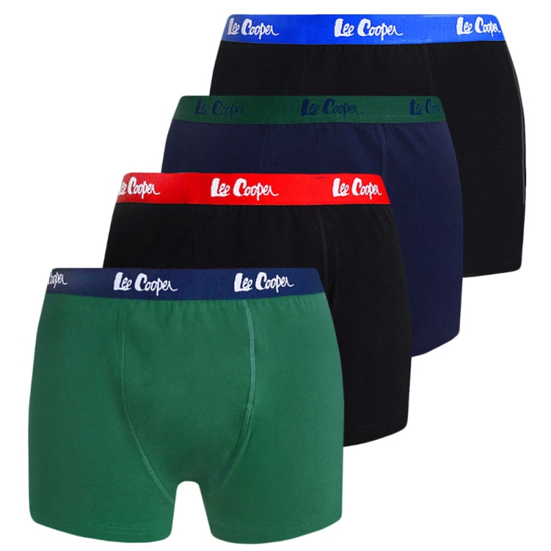 Zestaw czterech par bokserek męskich Lee Cooper z bawełny w różnych kolorach.