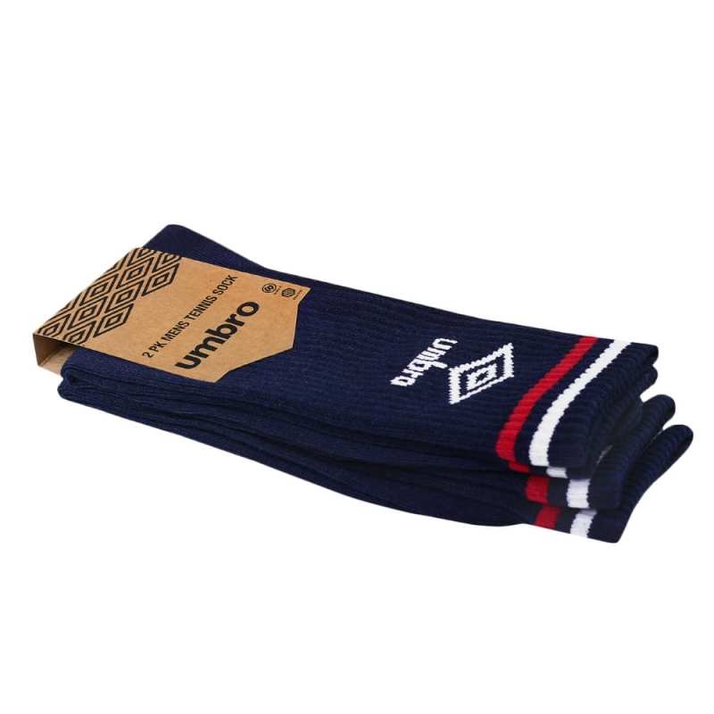 Oryginalne opakowanie 2-paku białych, długich skarpet tenisowych Umbro.