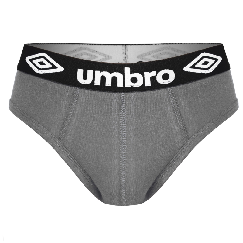 Szare slipy męskie Umbro z czarną gumą i logo