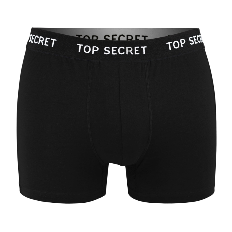 Pojedyncze czarne bokserki TOP SECRET, widok z przodu