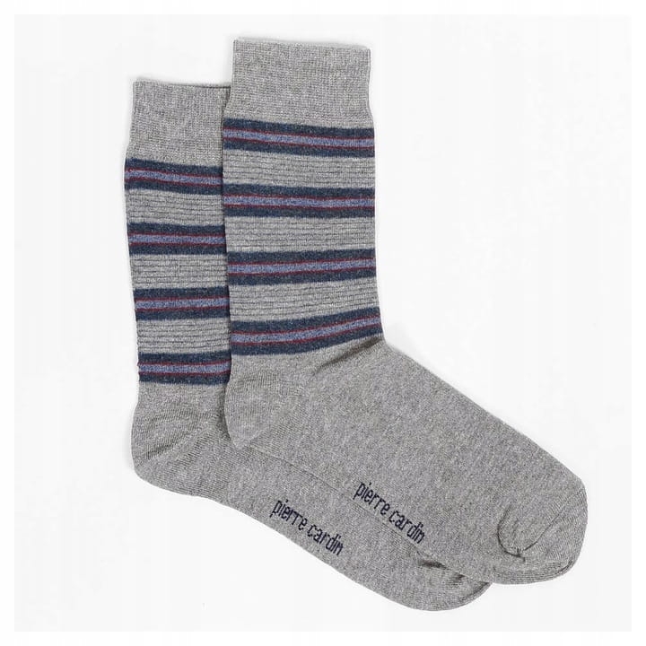Jasno szare skarpety w niebieskie paski Pierre Cardin – komplet