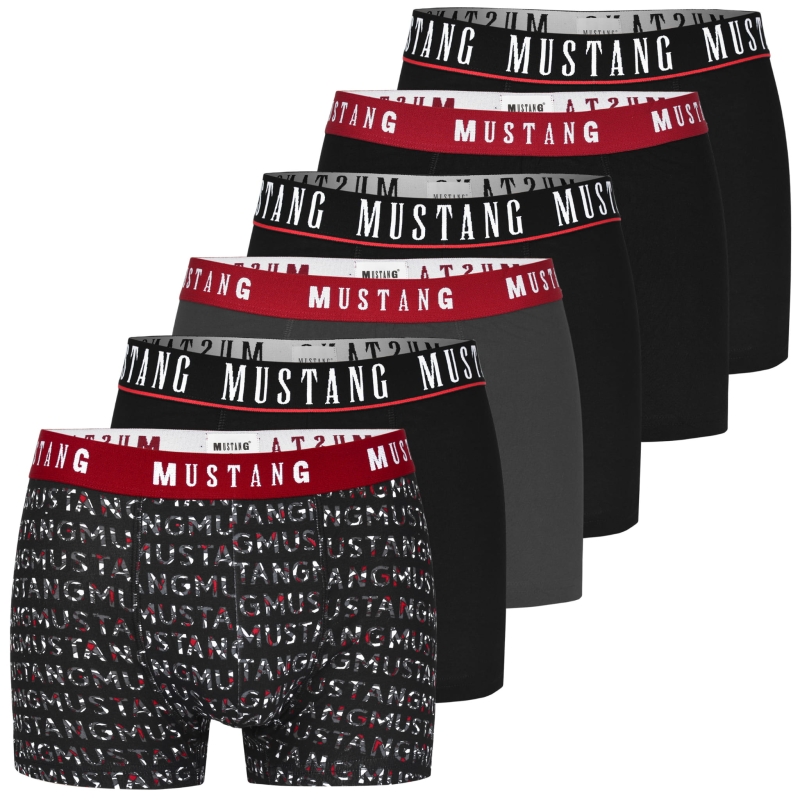 Zestaw 6 bokserek Mustang z kolorową gumą i logo