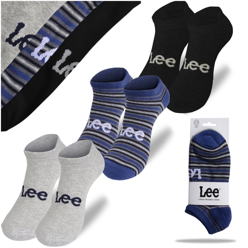 Klasyczne bawełniane skarpetki stopki Lee w zestawie 3 sztuk.