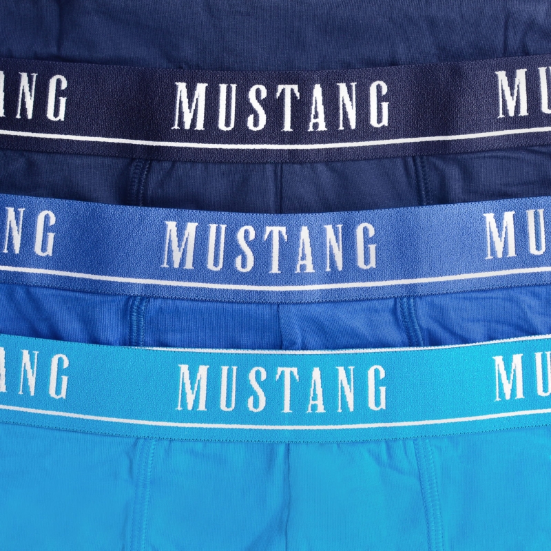Zbliżenie na kolorowe gumy bokserek Mustang z logo