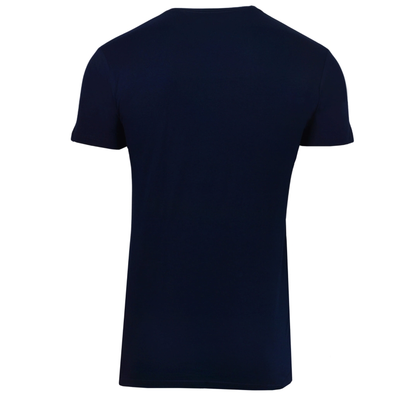 Granatowy T-shirt męski Cornette z krótkim rękawem, widok z tyłu.