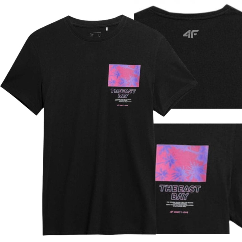 Bawełniany T-shirt męski 4F w kolorze czarnym, fason regularny.