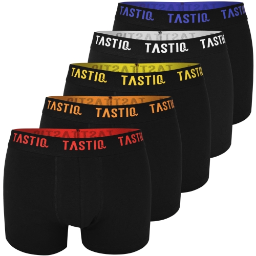 TASTIQ PREMIUM Bokserki Męskie Bawełna Czarne Kolorowe 5 Sztuk