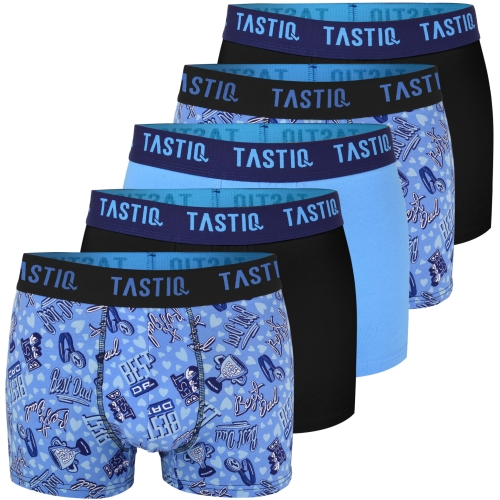 TASTIQ PREMIUM Bokserki Męskie Bawełniane Niebieskie 5 Sztuk
