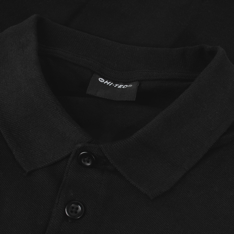 Męska koszulka HI-TEC ROMSO – czarna polo z krótkim rękawem, fotografia produktowa