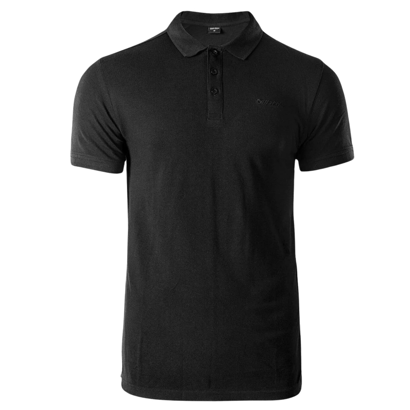 HI-TEC koszulka męska ROMSO – czarna bawełniana polo, widok z przodu