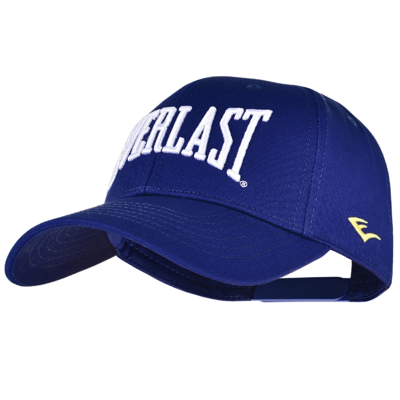 Niebieska czapka Everlast z daszkiem i białym logo z boku.