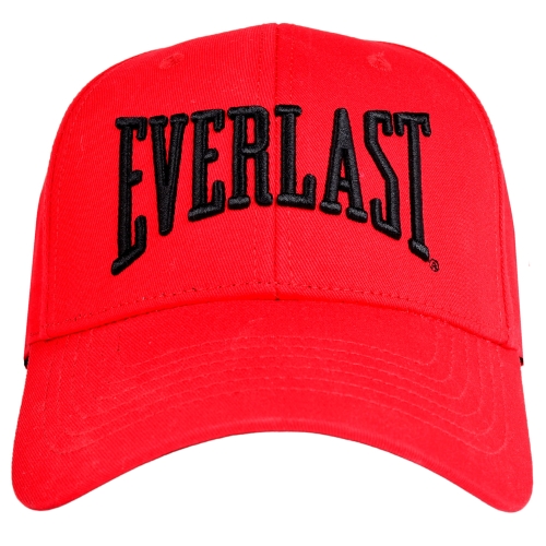 Czapka Everlast w czerwonym kolorze z czarnym haftem z przodu.