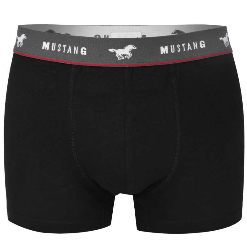 Czarne bokserki Mustang z szarą gumą z koniem