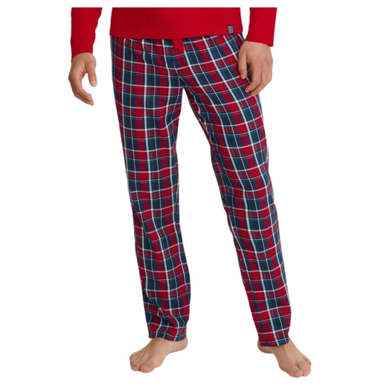 Piżama męska Henderson CORE w kratę i kolor czerwony