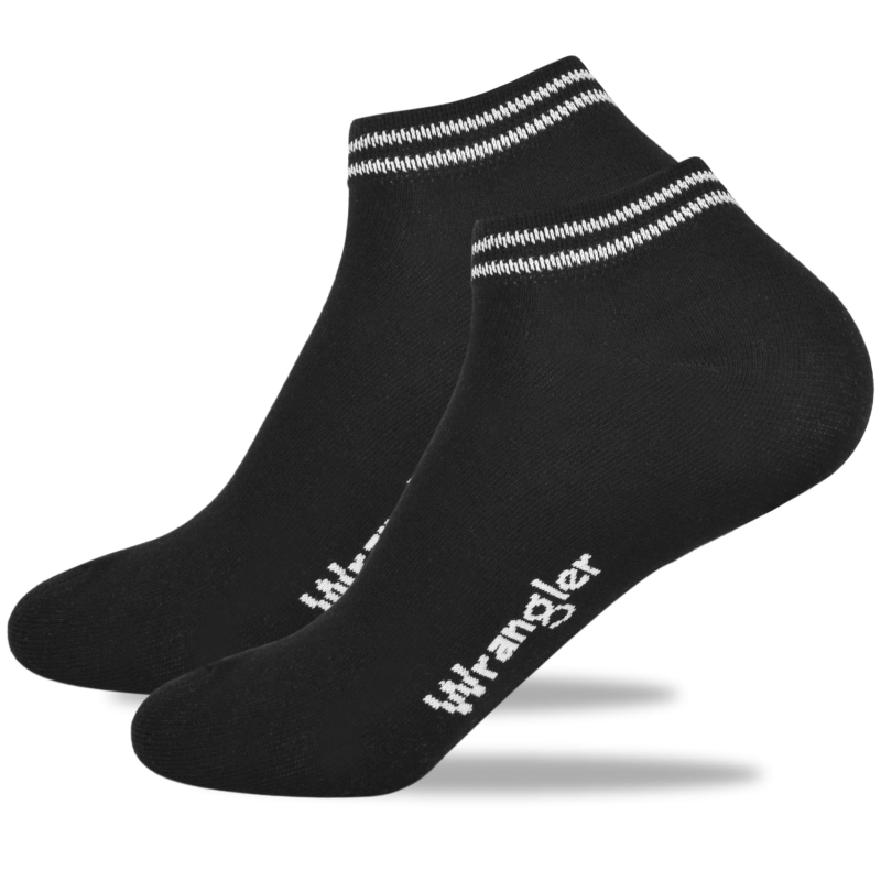 Pojedyncza para skarpet Wrangler w kolorze czarnym, widok z przodu.