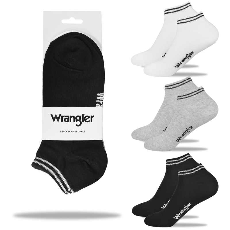 Zestaw 3 par bawełnianych skarpet Wrangler w klasycznym kroju, widok z przodu.