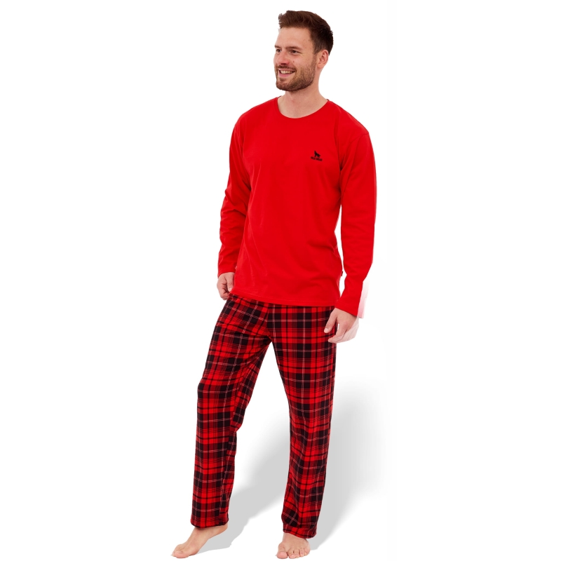 CORNETTE Piżama Męska WILD WOOD Bawełniana Czerwona Model
