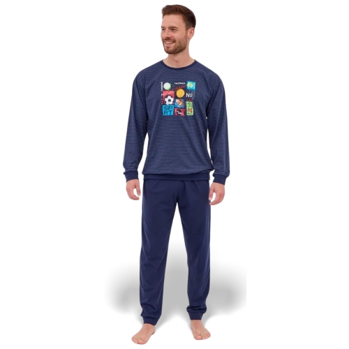 CORNETTE Piżama Męska WINNER 308/258 Bawełniana Granatowa Paski