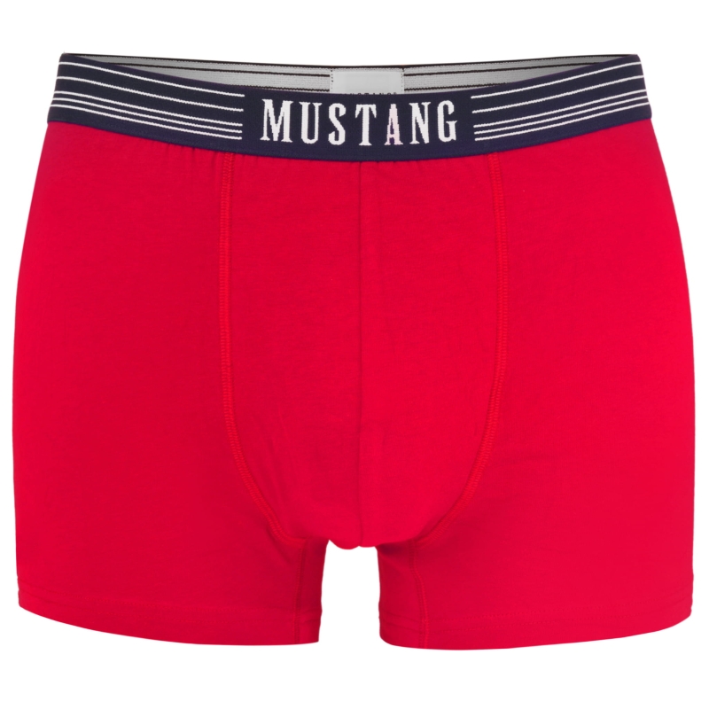 Czerwone bokserki Mustang z logo na granatowej gumie