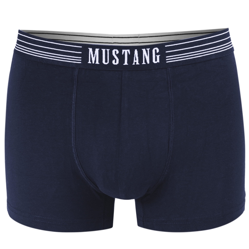 Granatowe bokserki Mustang z białym logo na gumie