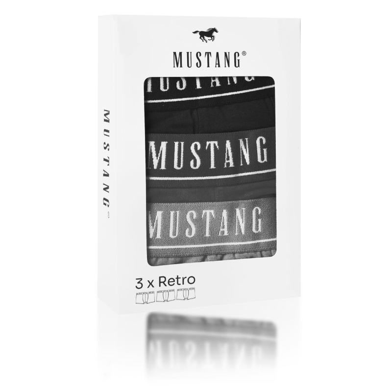 Opakowanie 3 bokserek Mustang z logo na granatowej gumie