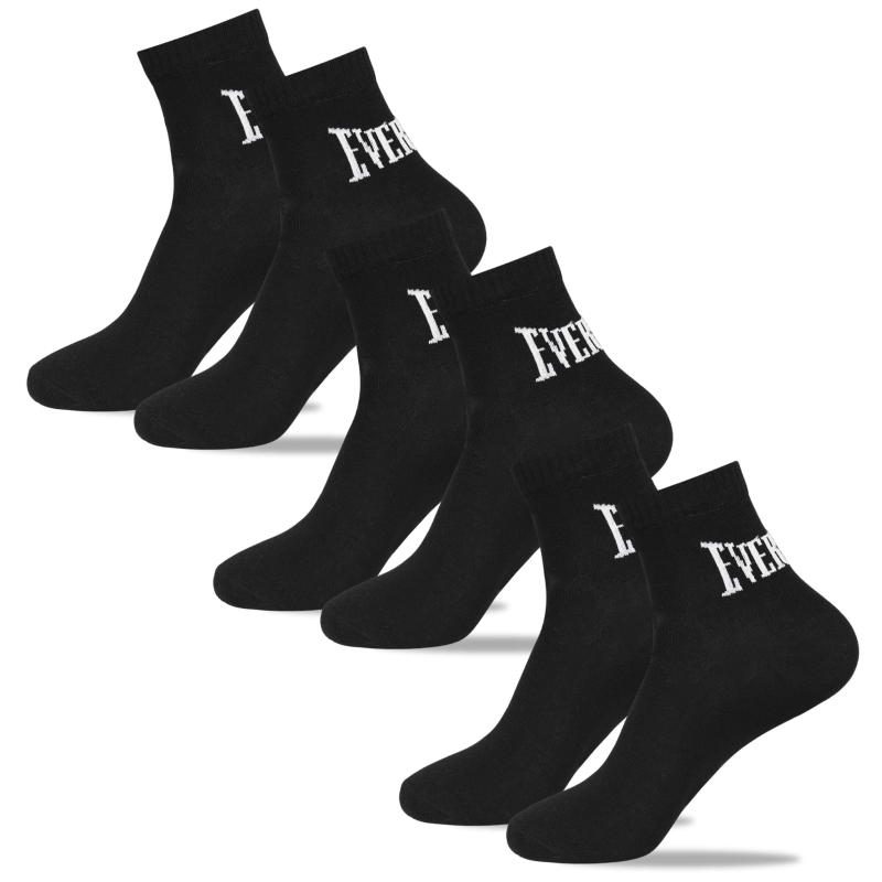 Zestaw 6 czarnych skarpet Everlast z białym logo.