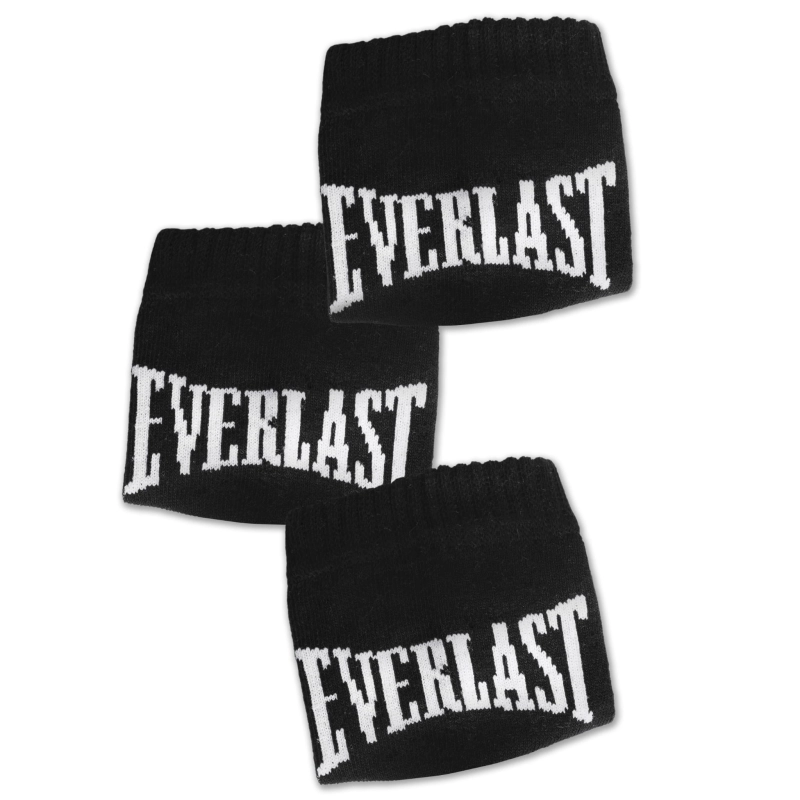 Czarne ściągacze skarpet Everlast z wyraźnym logo.