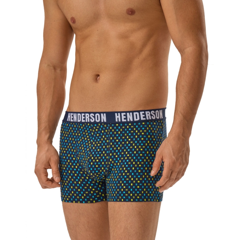 Granatowe bokserki Henderson w kolorowe kwadraty