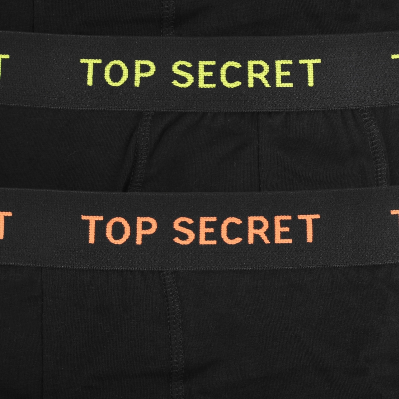 Kolorowe logo z logo Top Secret na bokserkach.